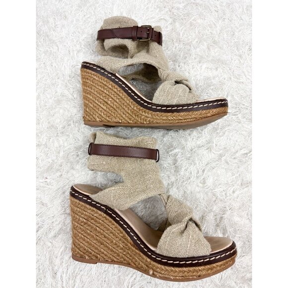 Anthropologie Schuler and Sons Philadelphia Platform Wedge Canvas Sandals 8 - Picture 4 of 6